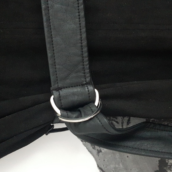 Zara Micro Suede Black Midi Dress with Attached Leather Belt & Silver Buckle - Picture 2 of 4